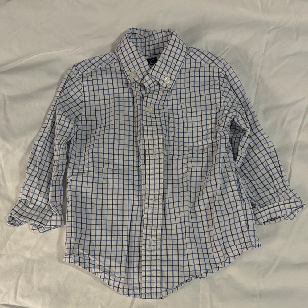 Janie and Jack White and Blue Plaid Shirt